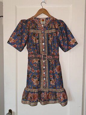 FARM Rio Blue Floral Mini Dress